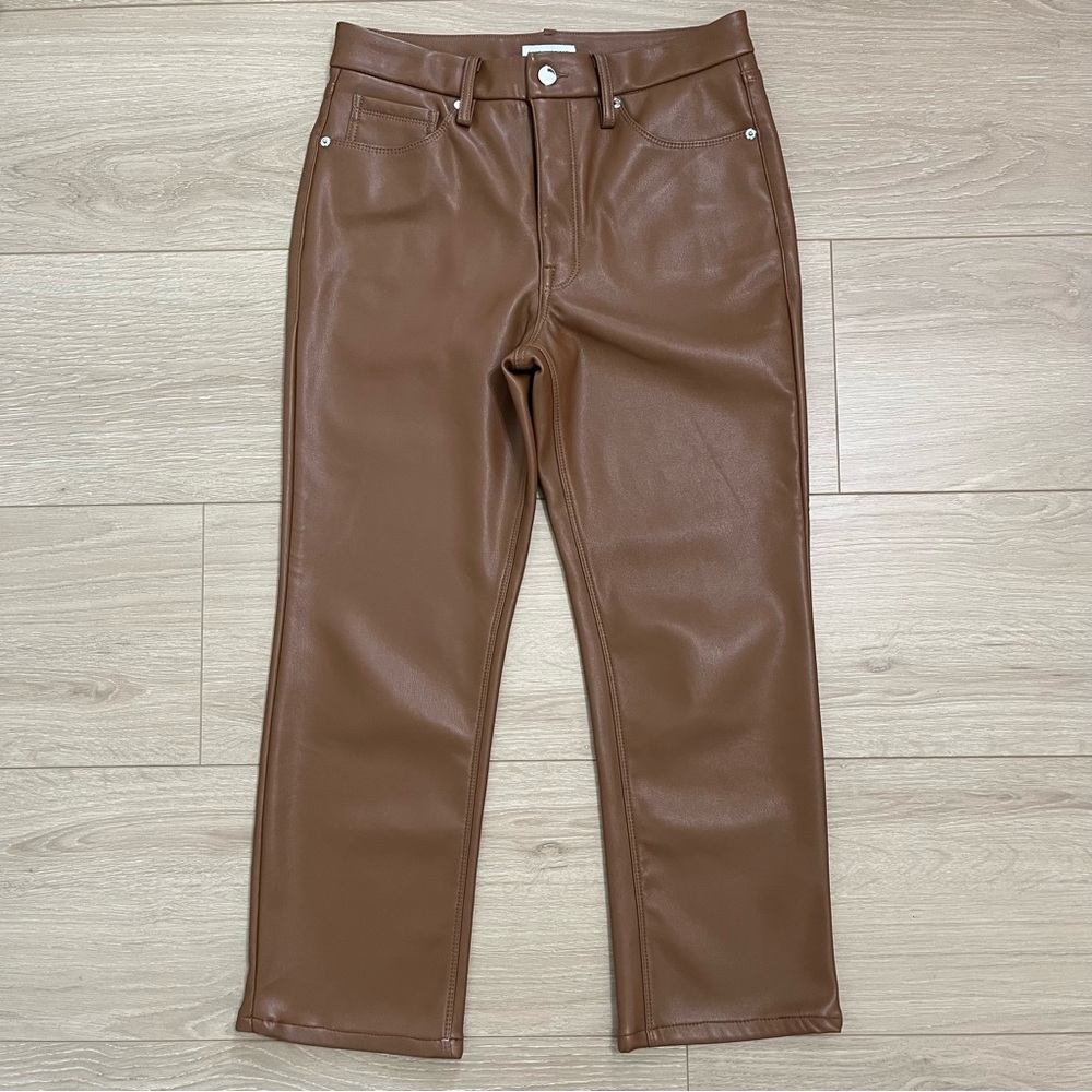 Good American Better Than Leather Pants - Cognac Brown Faux Leather - Size 10